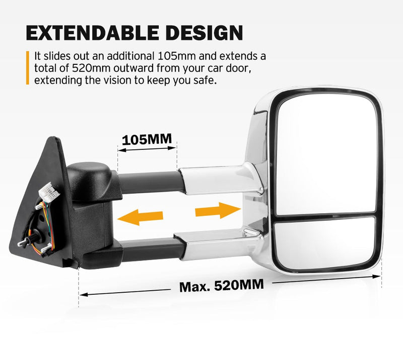 SAN HIMA Pair Extendable Towing Mirrors Fit Toyota Landcruiser 100 Series 1998-2007