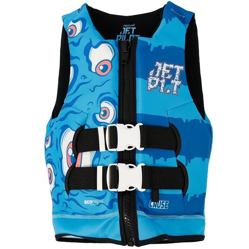 Jetpilot Cause Boys Blue Monster Neoprene L50s PFD Life Jacket Vest Sizes 3-14