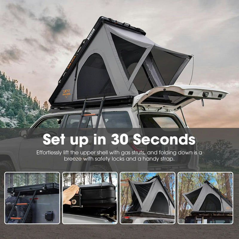 San Hima Kalbarri Roof Top Tent Hardshell With Roof Rack + 120W Solar Panel