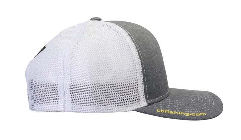 TT Fishing Heather Grey/White Premium Trucker Cap with Snap Closure