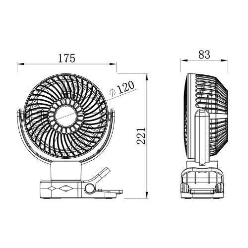 Black USB Portable Camping Fan with LED Light and Remote Control