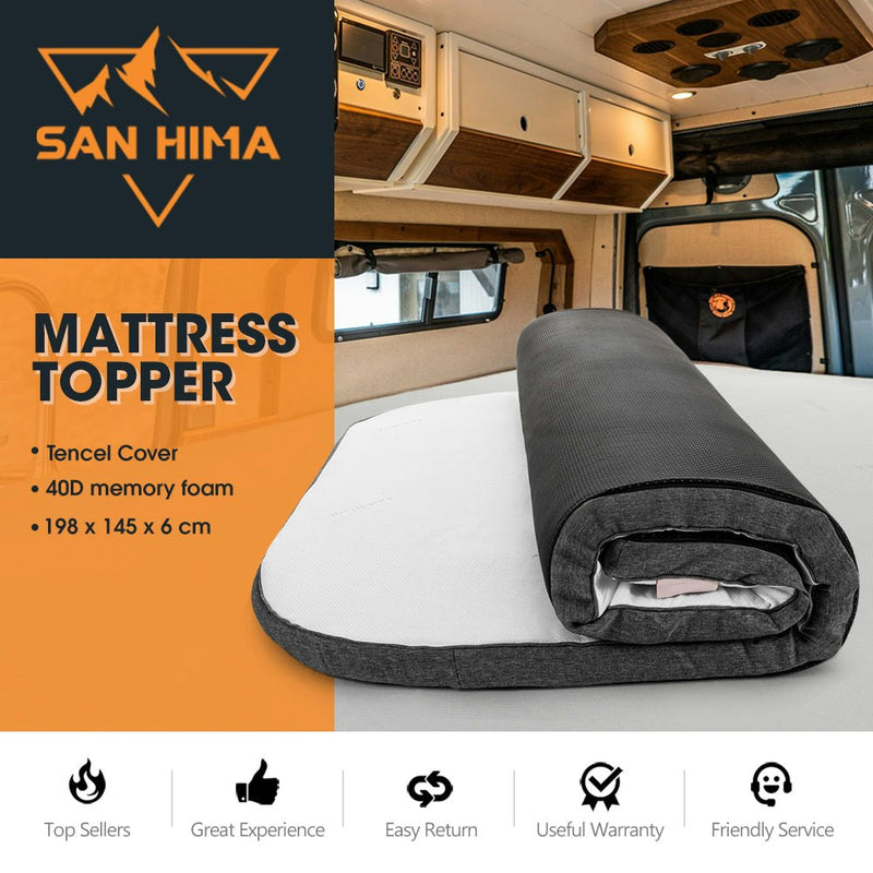 San Hima Caravan Mattress Topper Rounded Corner Queen Size Mat Fit RV Bed