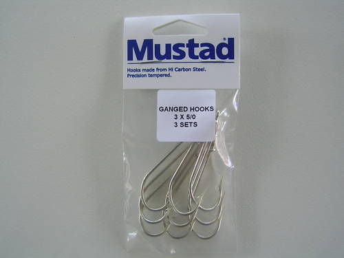 Mustad Pre-Rigged Gang Hooks 5/0 3 Hooks 3 Sets Kirby