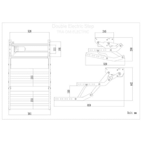 Black Double 12v Electric Caravan Step with LED Light