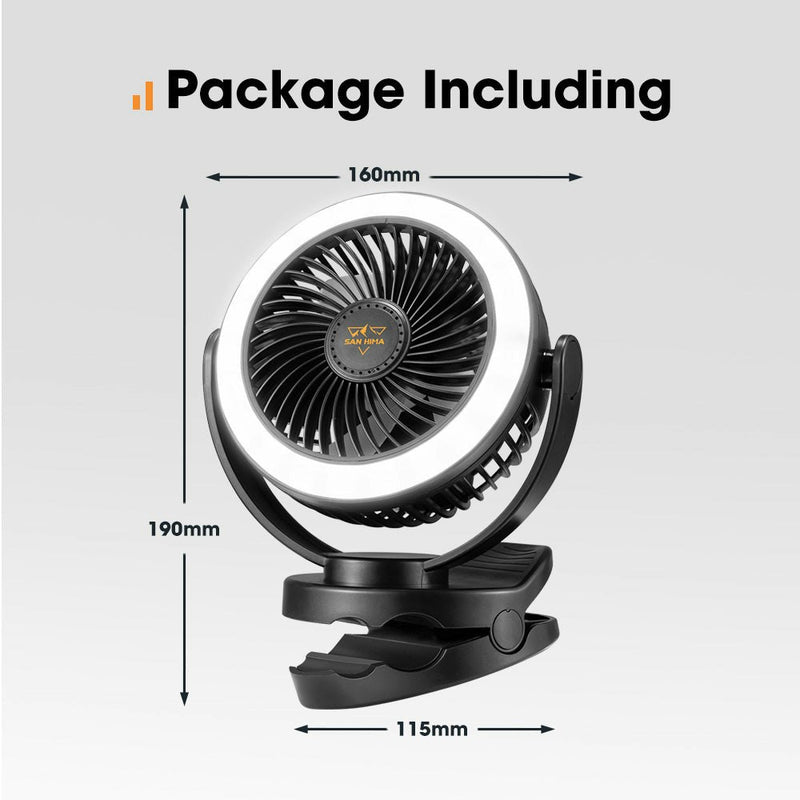 2X 3X 4X San Hima Portable Camping Fan 10000mAh W/ LED Light USB Rechargeable