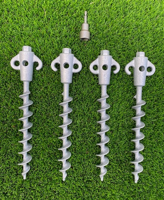 Screw in Ground Pegs 295mm Long x 4 Includes 17mm Drill Adapter Secura Pegs™