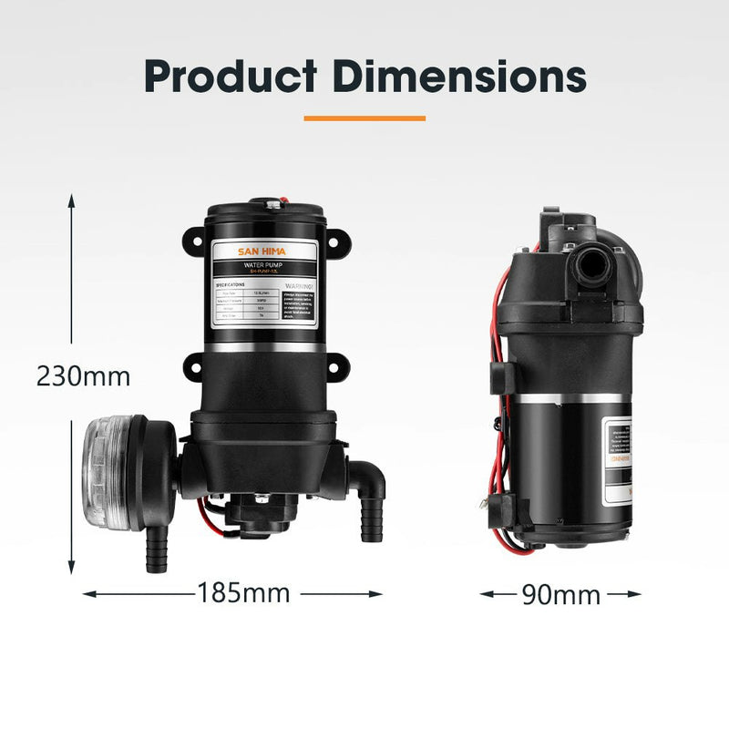 San Hima 12V Water Pump 12L/min Pressure Self Priming Camping Caravan Boat