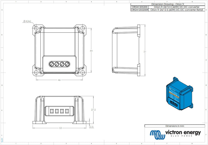 Victron 24V to 12V Orion-Tr 24/12-5A Non-Isolated DC-DC Converter