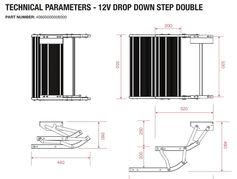 Aussie Traveller 12V Double Drop Down Step