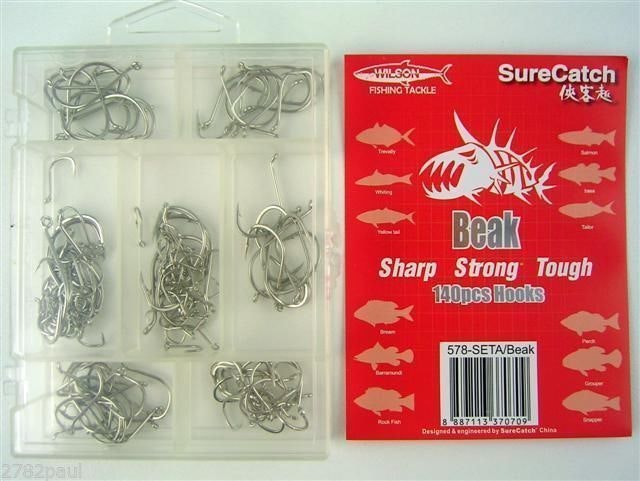 Surecatch 140 Piece Assorted Suicide Fishing Hook Pack in Tackle Box