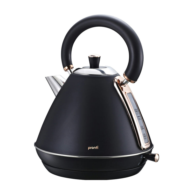 Pronti 1.7L Rose Trim Collection Kettle - Black