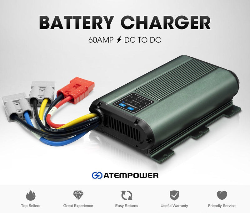 ATEM POWER 12V 60A DC to DC Battery Charger MPPT Dual Battery  AGM Lithium LifePO4