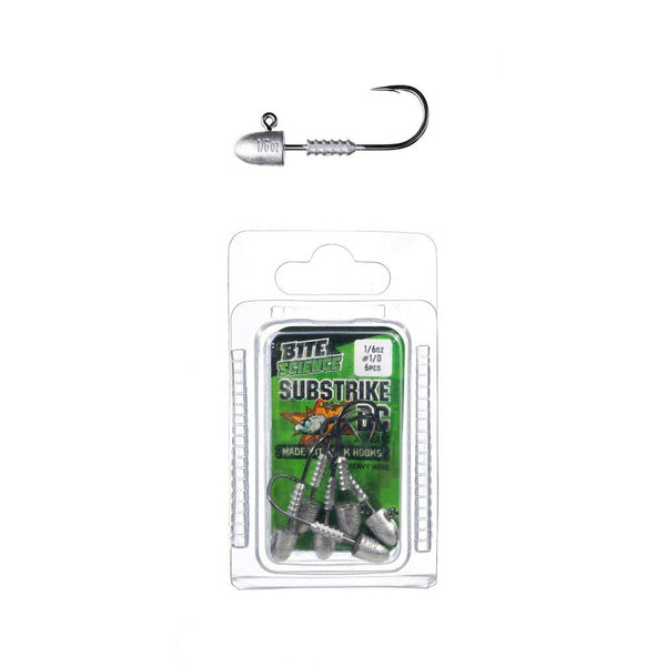 6 Pack of 1/6oz Size 1/0 Bite Science Substrike DC Jigheads with BKK Hooks