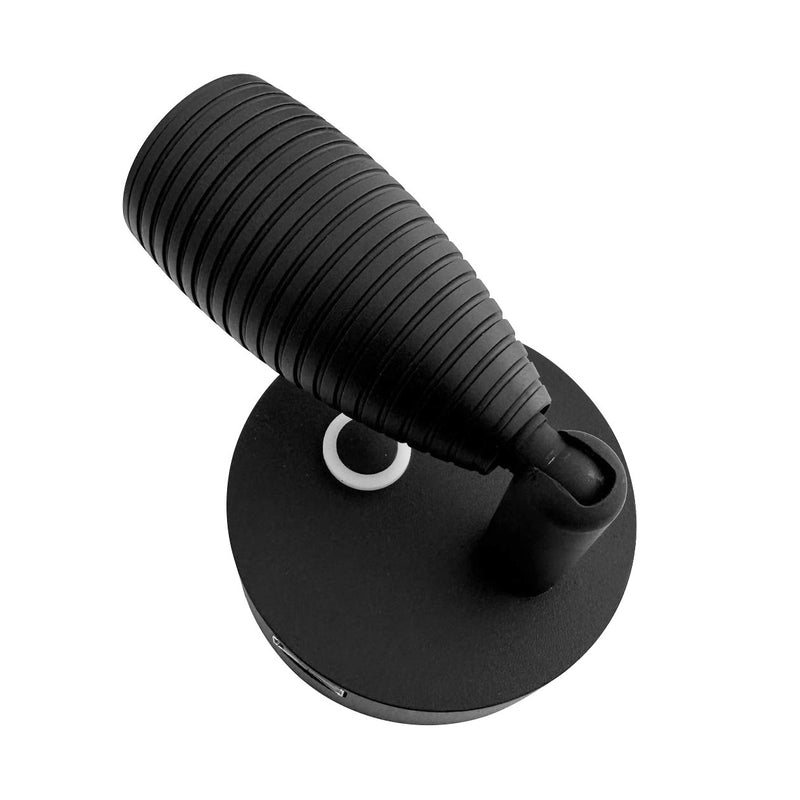 BLACK 12 VOLT 6000K LED READING LIGHT WITH USB CHARGING PORT
