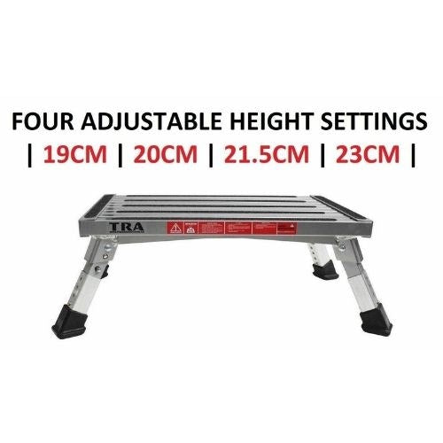 BLACK Single folding portable caravan step with adjustable legs