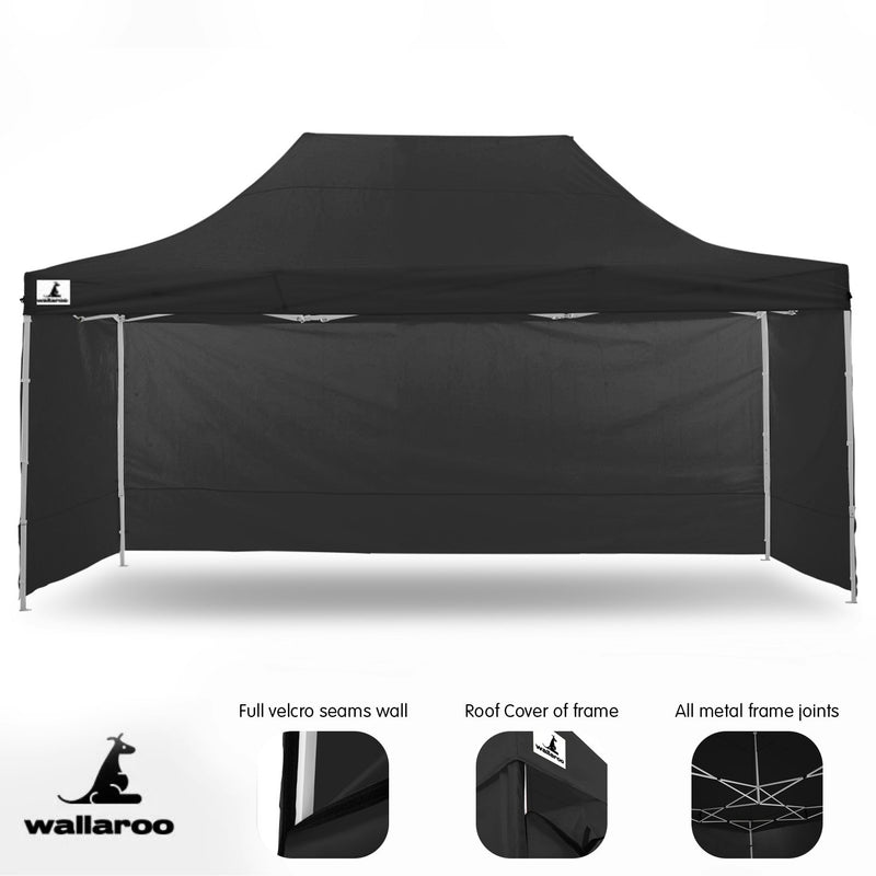 Wallaroo Gazebo Tent Marquee 3m x 4.5m PopUp Outdoor - Black