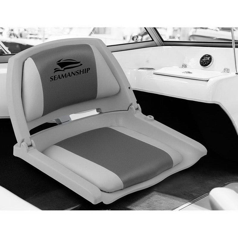 Set of 2 Folding Swivel Boat Seats - Grey & Charcoal