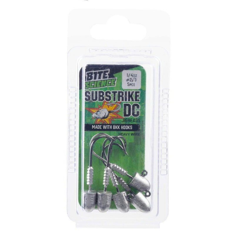 5 Pack of 1/4oz Size 2/0 Bite Science Substrike DC Jigheads with BKK Hooks