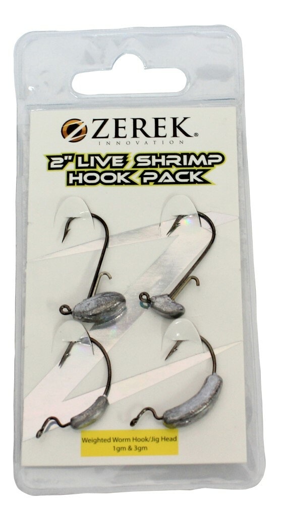 Zerek Jig Head and Weighted Worm Hook Pack for 2 Inch Live Shrimps -1gm and 3gms