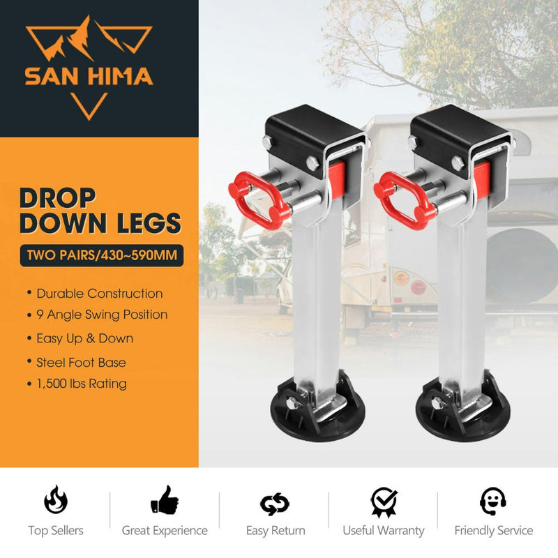 4x 590MM Corner Legs Drop Down W/Handle Steel Base 1500LBS