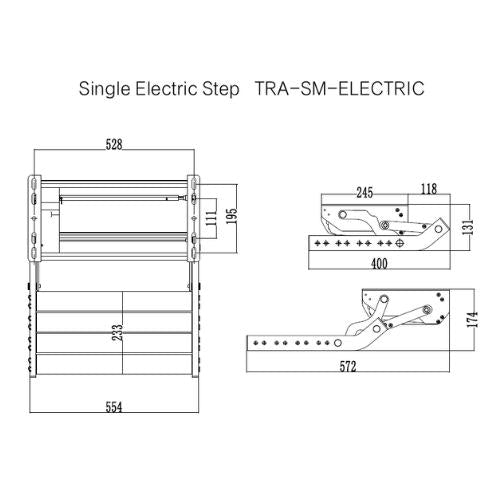 Black Single 12v Electric Caravan Step with LED Light