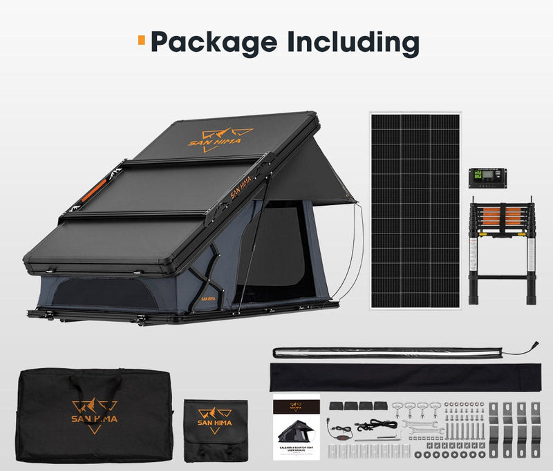 San Hima Kalbarri X Rooftop Tent Hardshell With Ladder 4x4 + 200W Solar Panel