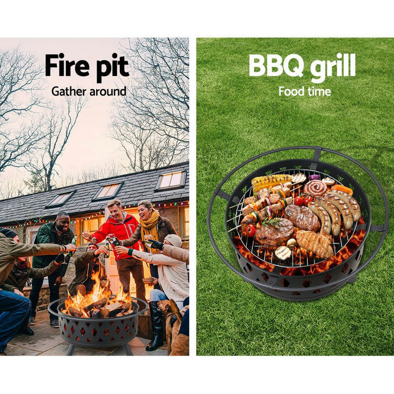 Pit BBQ Charcoal Grill Ring Portable Outdoor Kitchen Fireplace 32