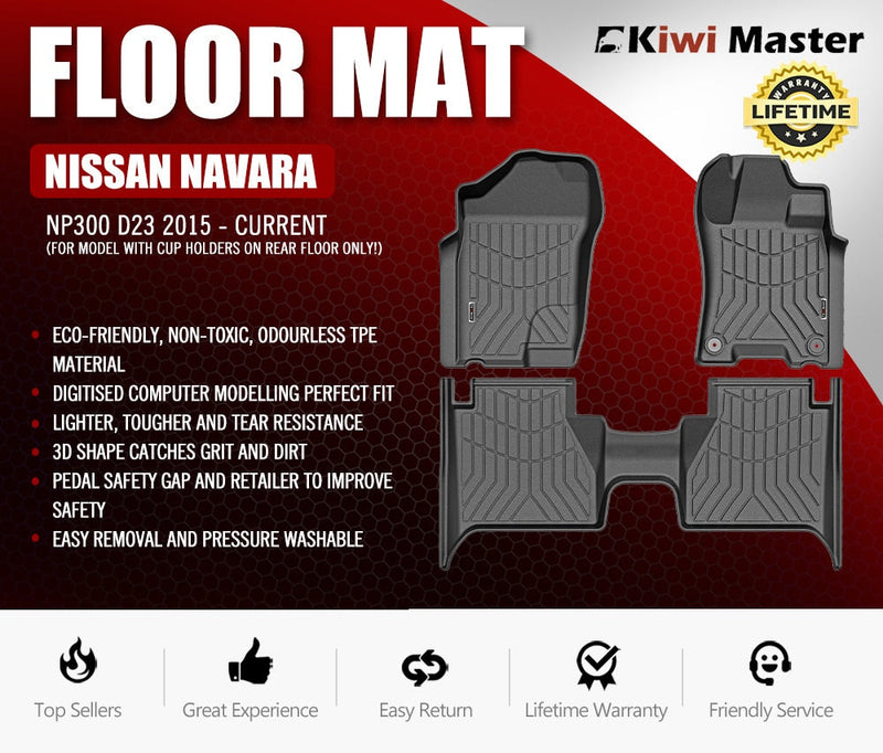 KIWI MASTER 3D TPE Floor Mats for Nissan Navara NP300 D23 2015-Current