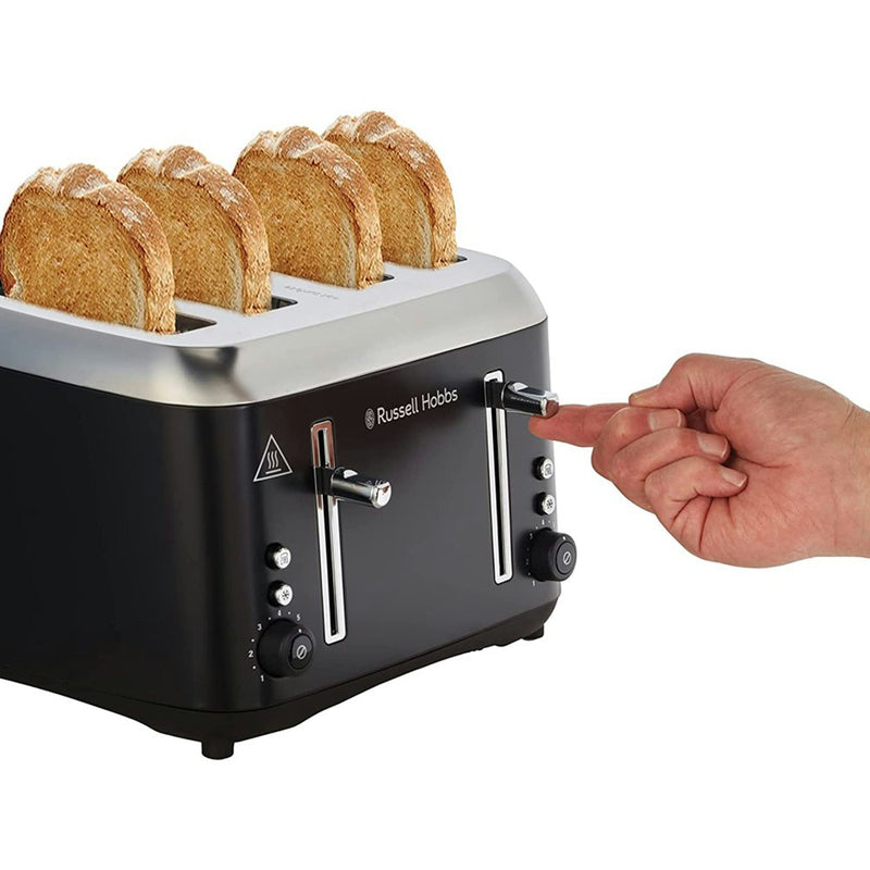 Russell Hobbs RHT514BLK Addison 4-Slice Bread/Sandwich Toaster SS Matte Black