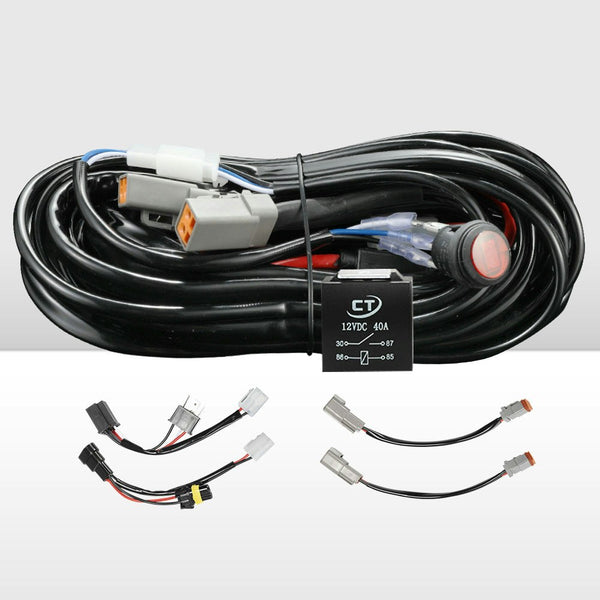 Lightfox 2 Way Dual Connector Plug & Play Smart Harness High Beam Driving Wiring kit