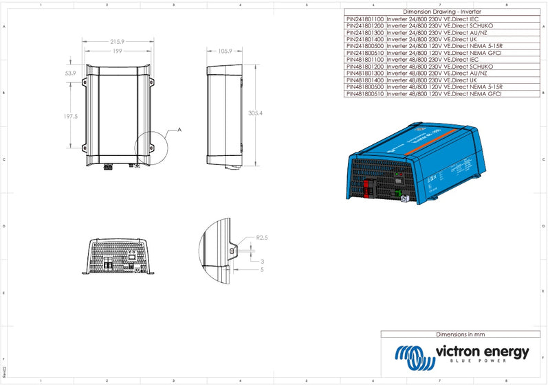 Victron 24V 800VA Phoenix Inverter 24/800 VE.Direct AU/NZ