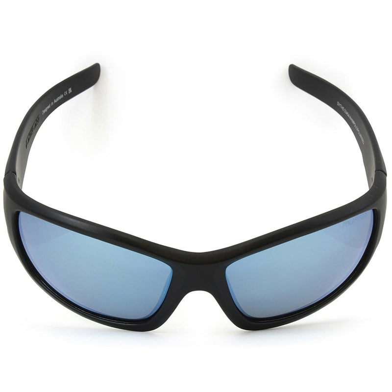 Dirty Dog Sythe Satin Black - Grey/Ice Blue Mirror Polarised Sunglasses 53454