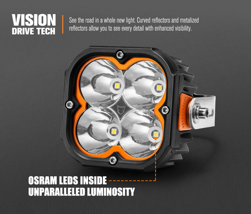 LIGHTFOX Cygnus Pair&nbsp;5inch Osram&nbsp;LED&nbsp;Pod&nbsp;Lights&nbsp;1Lux@396m 7,053Lumens