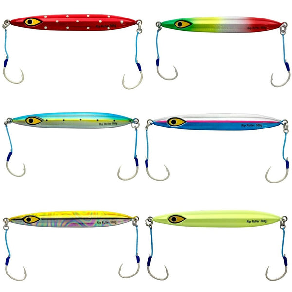 500gm Mustad Rip Roller Slow Pitch Fishing Jig Lure-Twin Ultrapoint Assist Hooks