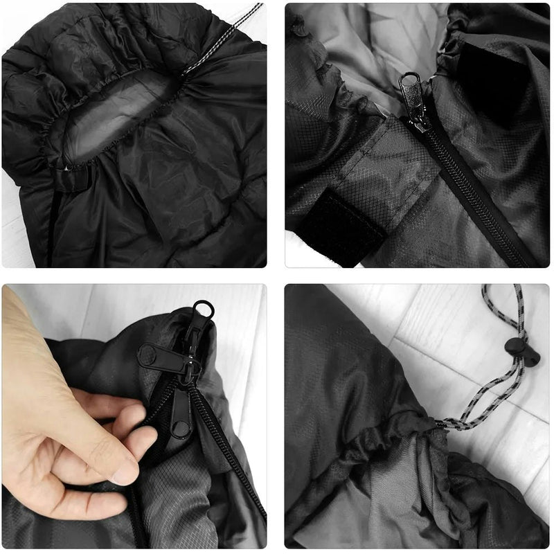 4-Season Camping Sleeping Bag Warm Cotton Mummy Envelope Black