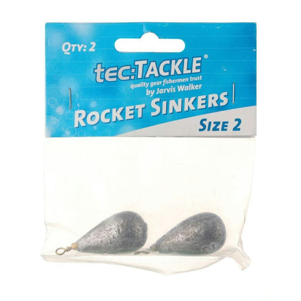 2 Pack of Jarvis Walker Size 2 Rocket Sinkers - Bomb and Swivels Sinkers