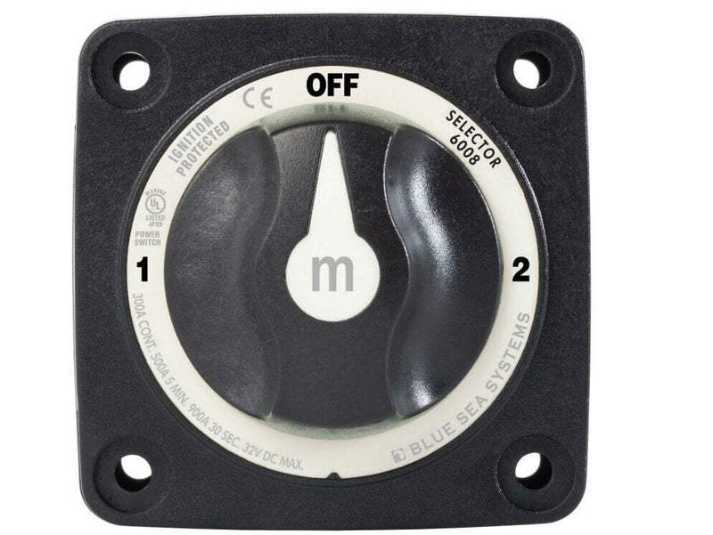 Blue Sea Mini m-Series Selector Battery Switch - Black - 3 Position OFF/1/2