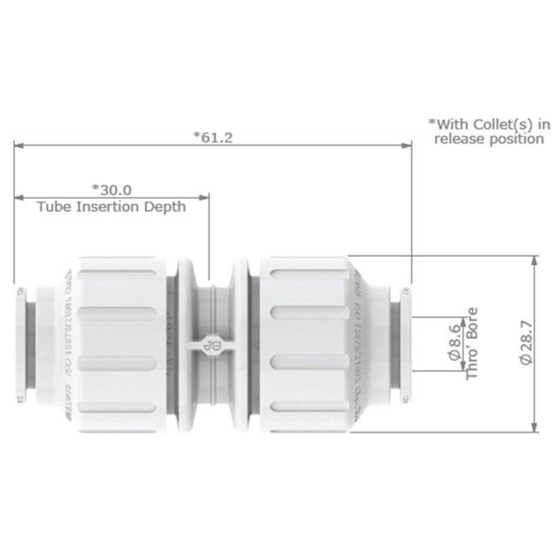 John Guest Watermark 12mm Equal Straight Connector