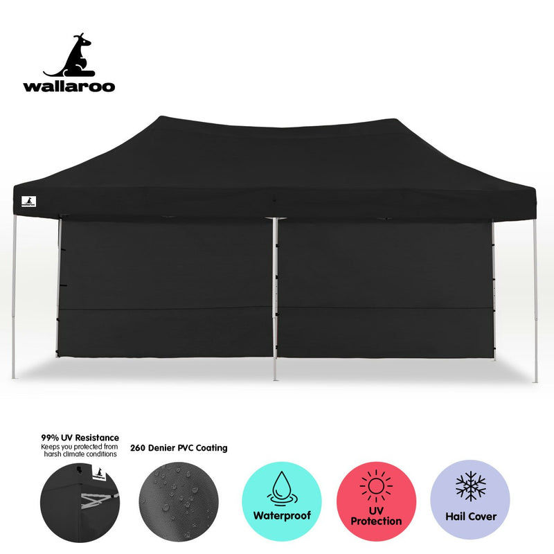 Wallaroo Gazebo Tent Marquee 3m x 6m PopUp Outdoor Black