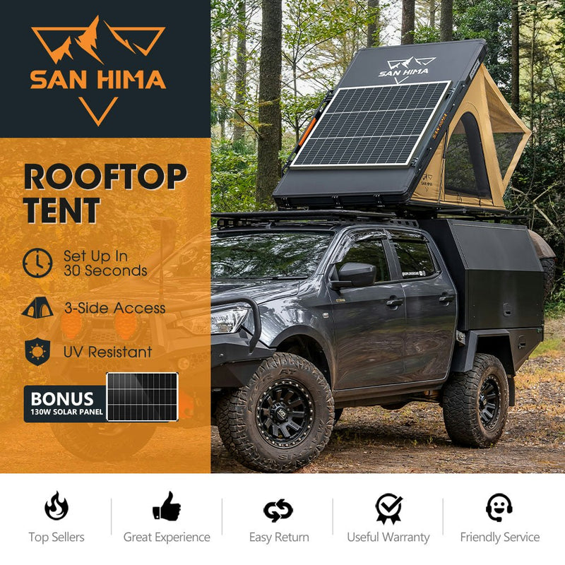 San Hima kalbarri Lite Rooftop Tent Hardshell + Ladder & Rack + 130W