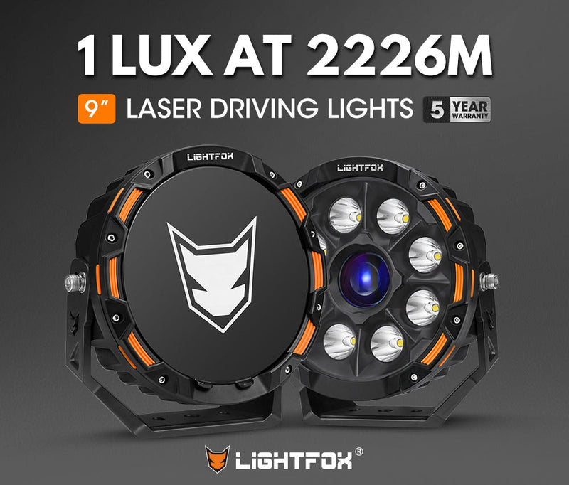 Pair 9inch Osram Laser LED Driving Lights 1Lux @ 2,226m 15,046Lumens