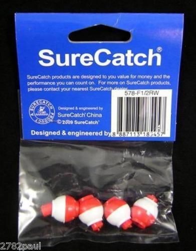 4 X 1/2 Inch Red and White Push Button Fishing Floats