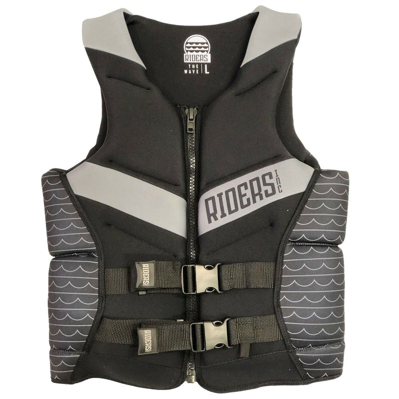 Riders Inc The Wave Men's PFD Life Jacket Vest Black-Grey Sizes L-5XL
