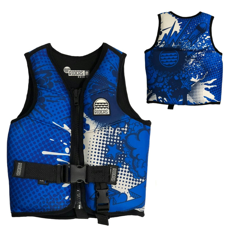 Riders Inc Rock-It Blue Neoprene Boy's Youth PFD Buoyancy Life Vest S-XL