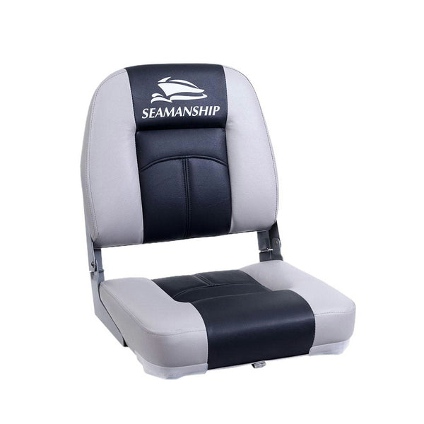 Set of 2 Folding Boat Seats Seat Marine Seating Set Swivels All Weather Charcoal & Grey