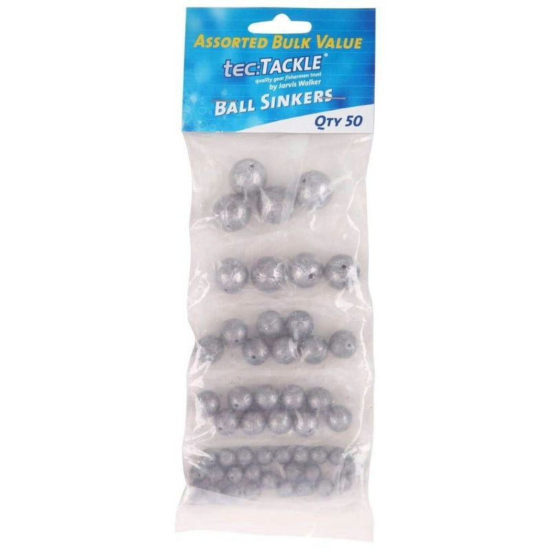 50 Pack of Jarvis Walker Assorted Ball Sinkers - Assorted Bulk Value Pack