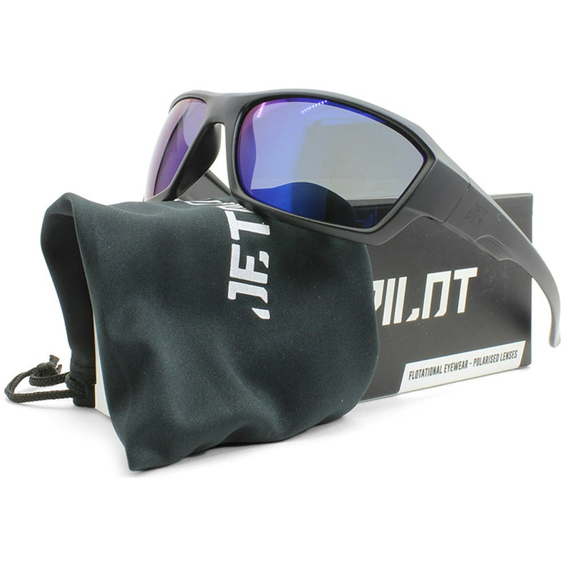 Jetpilot GP1 Matte Black/Blue Mirror Polarised Floating Sunglasses S20996