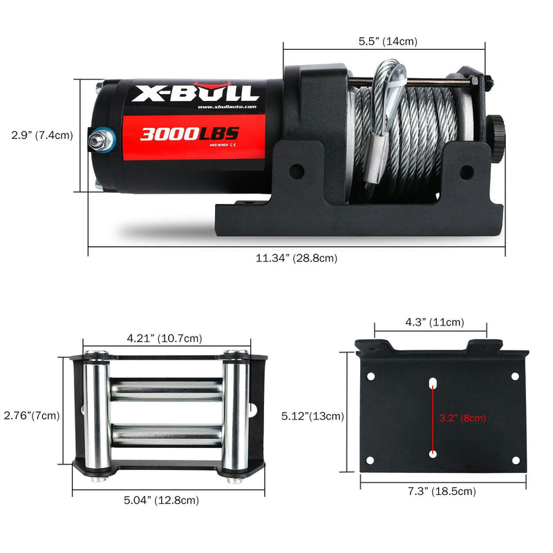 X-BULL Electric Winch 4500LBS Steel Cable