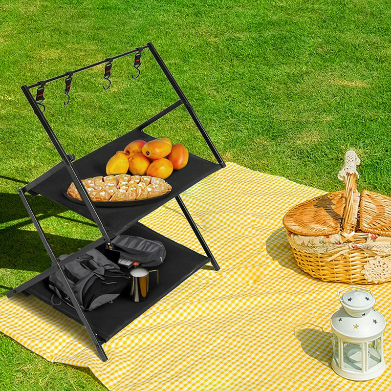 Levede Camping Shelves Portable Organiser Rack Holder Foldable BBQ Picnic Table