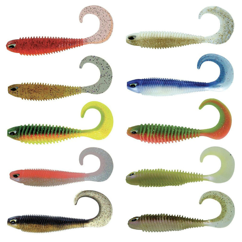 Chasebaits 3 inch Curly Baits Soft Plastic Fishing Lures - Pearl Prawn